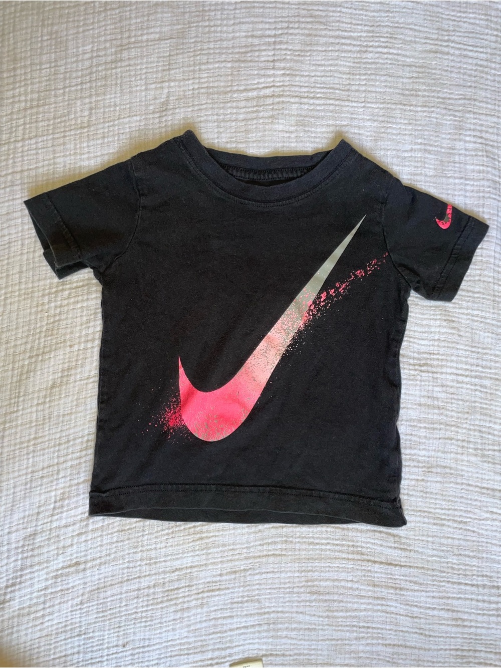Nike Black Tee with Pink and Silver Gradient Swoosh